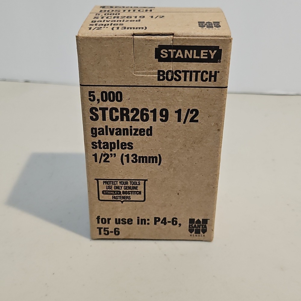 Stanley Bostitch STCR2619 1/2" Galvanized Staples 5000